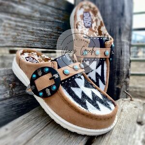 Hey Dude Brown and Black Aztec Slip-On Shoes